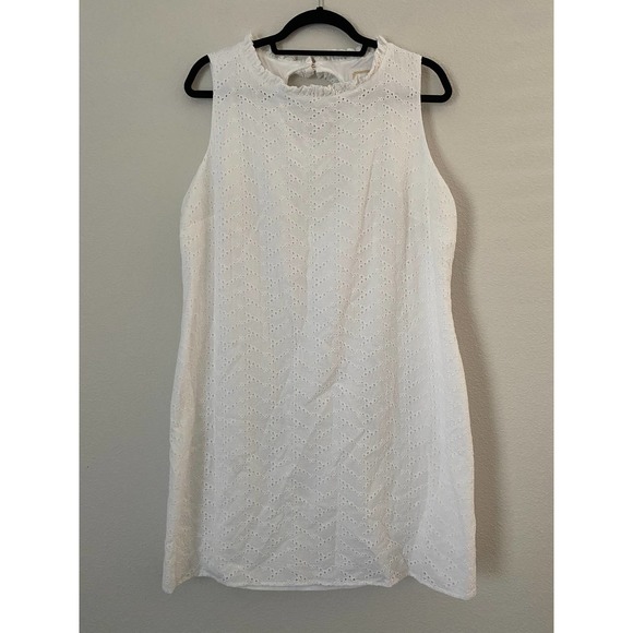 Sail to Sable pure White Eyelet Ruffle Shift Dress XL - Picture 2 of 4